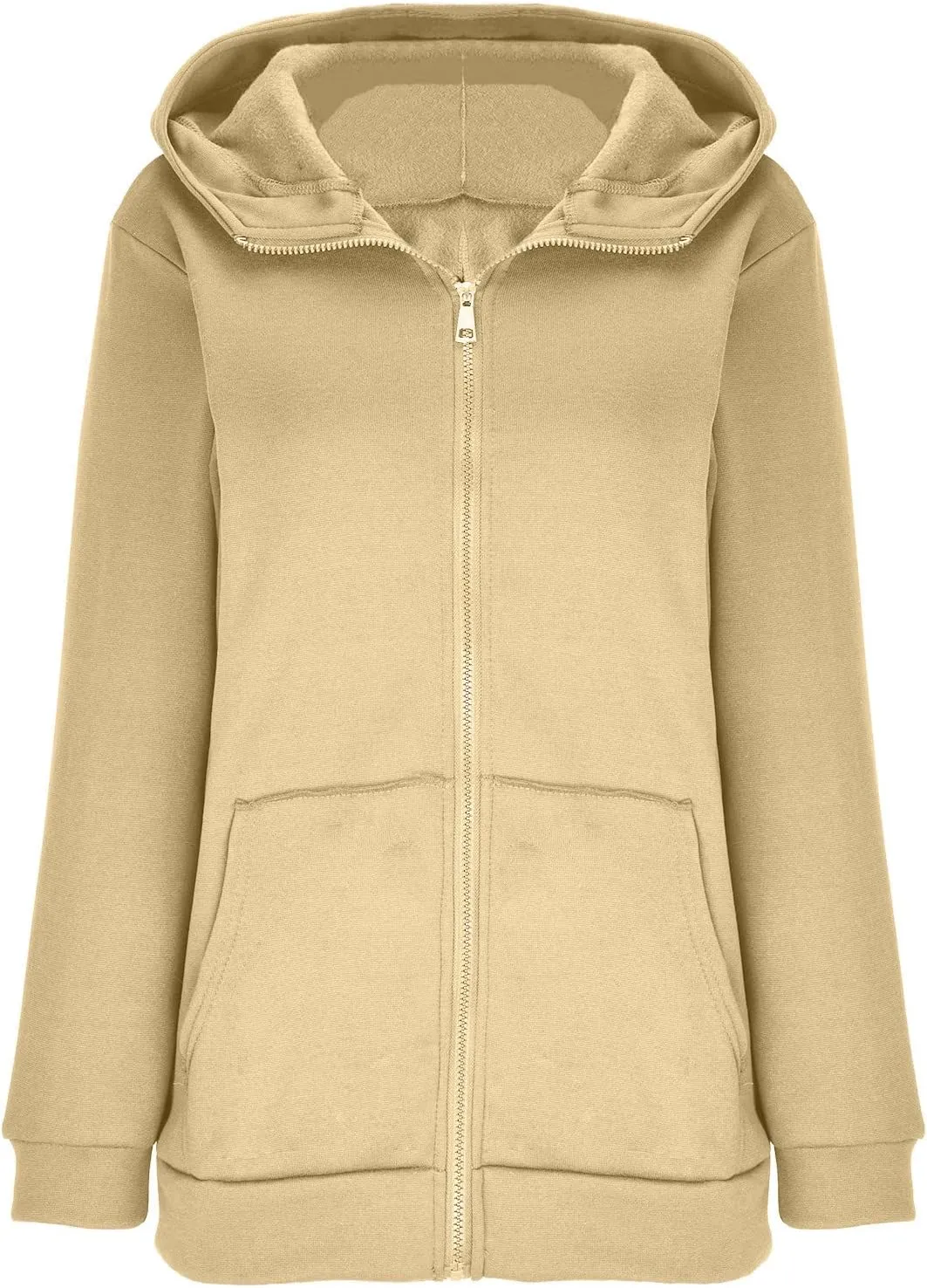 Women Zip Up Sweatshirt Fall Fleece Cozy Long Sleeve Plus Size Jacket Solid Color Y2k Trendy Hoodies with Pockets