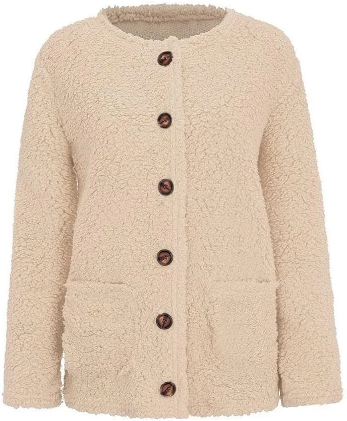 Womens 2023 Cardigan Sweaters Fall Open Front Button Down Long Sleeve with Pockets Casual Chunky Warm Outerwear Coat