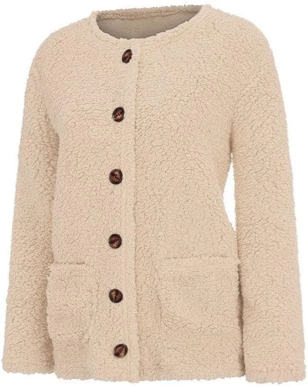 Womens 2023 Cardigan Sweaters Fall Open Front Button Down Long Sleeve with Pockets Casual Chunky Warm Outerwear Coat
