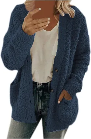 Womens 2023 Cardigan Sweaters Fall Open Front Button Down Long Sleeve with Pockets Casual Chunky Warm Outerwear Coat