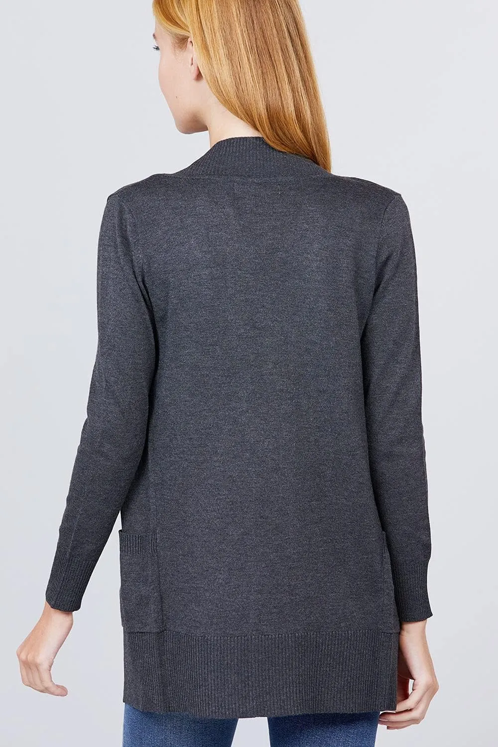 Women's Basic Longline Long Sleeve Open Front Sweater Cardigan Jacket