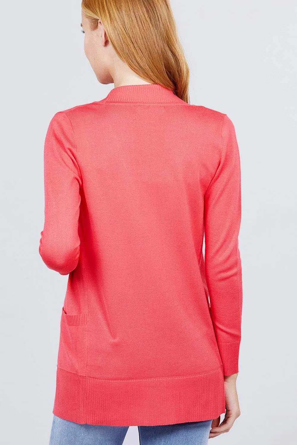 Women's Basic Longline Long Sleeve Open Front Sweater Cardigan Jacket