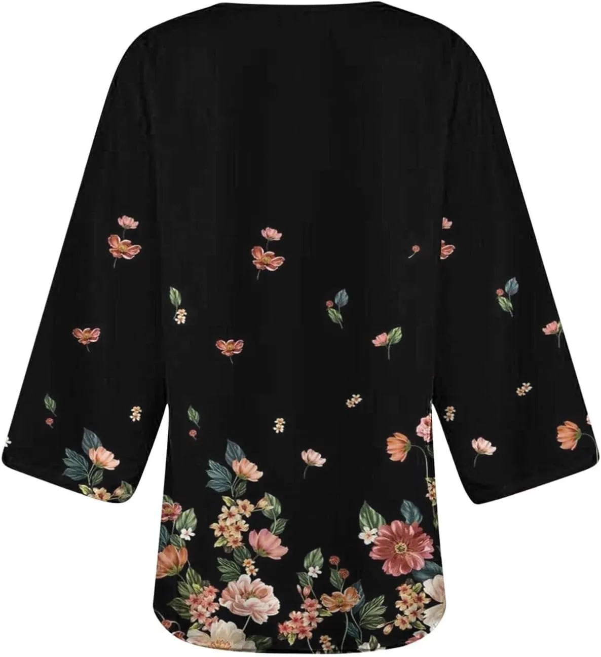 Women's Beach Kimono Coverup Women's Floral Print Kimono Cardigan Puff Sleeve Chiffon Cover Up Casual Blouse