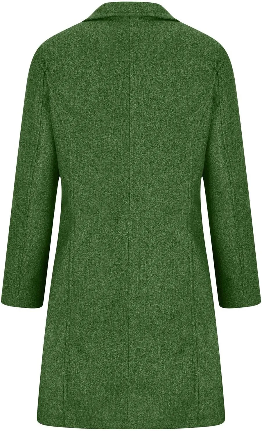 Women's Big Notch Lapel Mid-Long Wool Blend Coat Oversized Long Sleeve Shacket Jacket Button Down Wool Blend Coats
