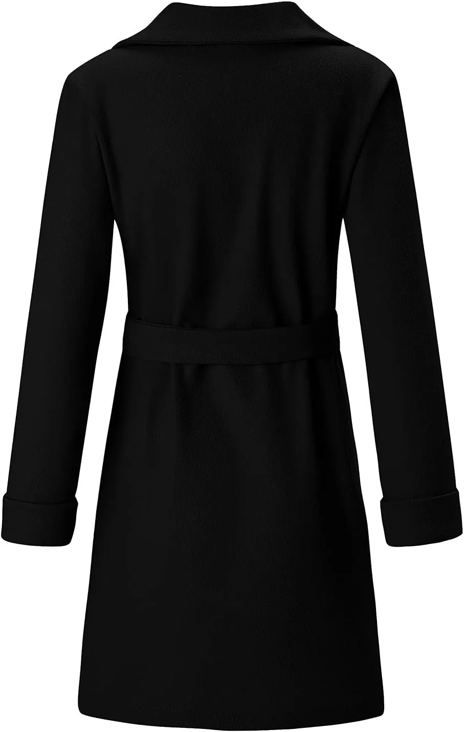 Women's Big Notch Lapel Mid-Long Wool Blend Coat Oversized Long Sleeve Shacket Jacket Button Down Wool Blend Coats