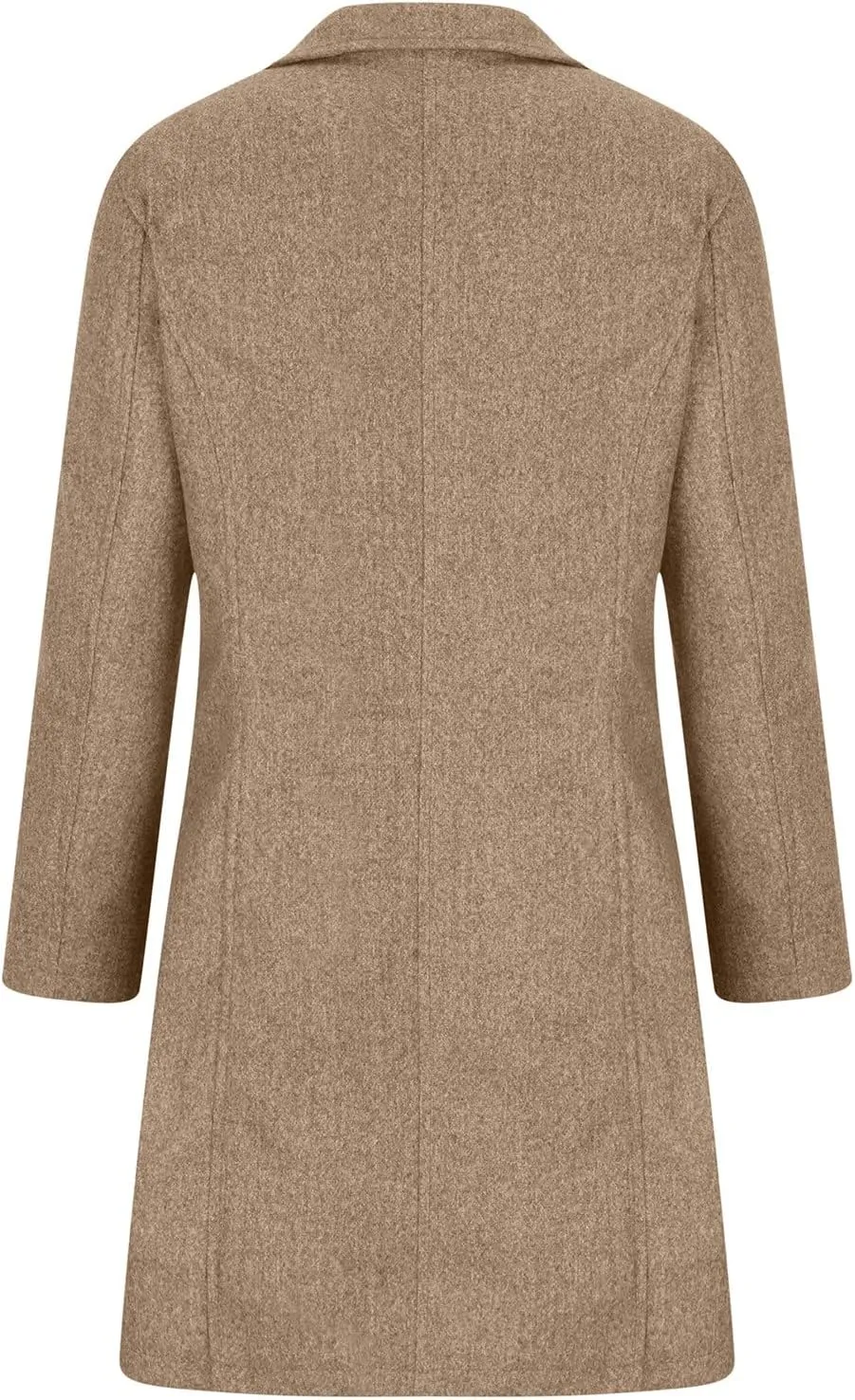 Women's Big Notch Lapel Mid-Long Wool Blend Coat Oversized Long Sleeve Shacket Jacket Button Down Wool Blend Coats