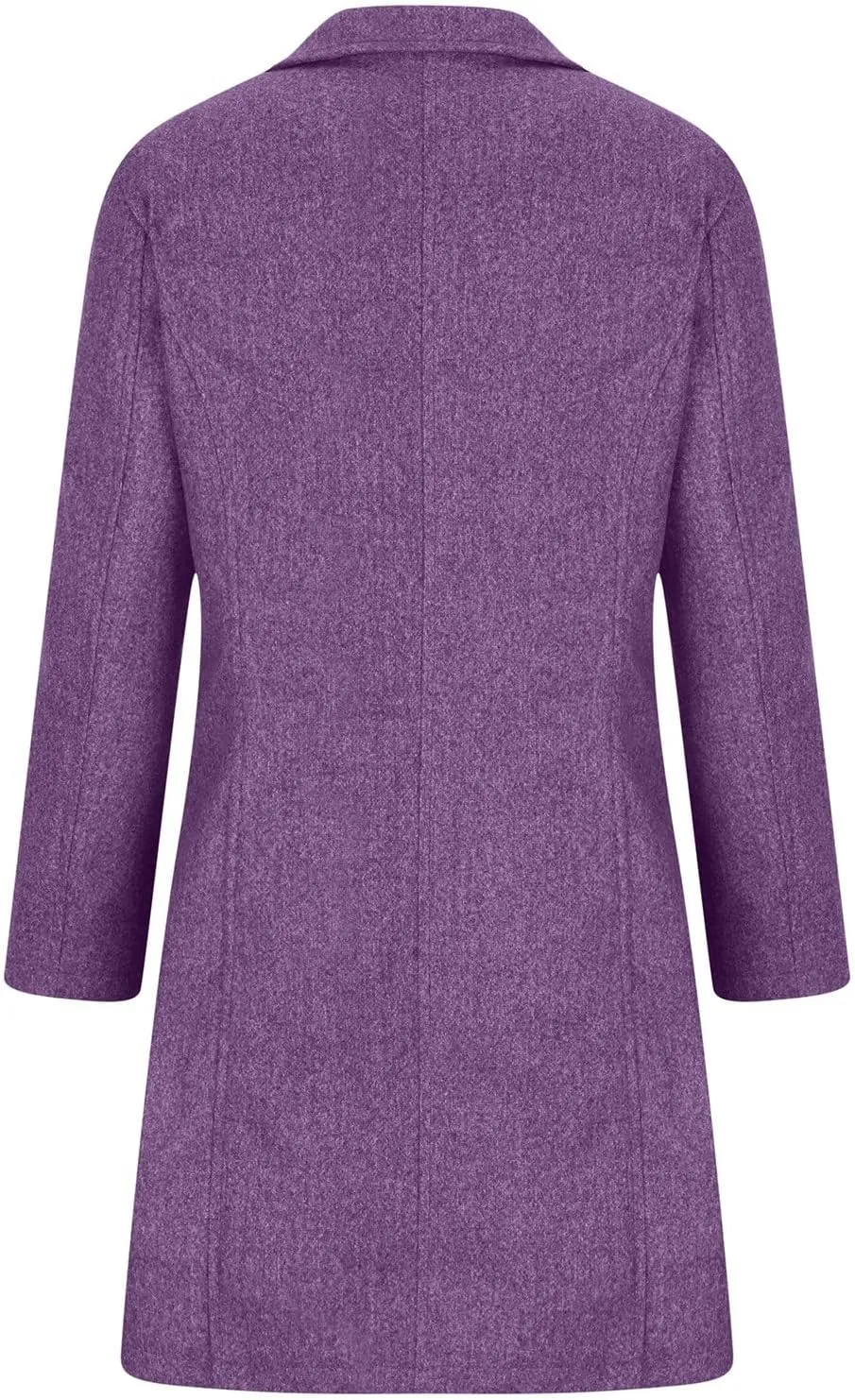 Women's Big Notch Lapel Mid-Long Wool Blend Coat Oversized Long Sleeve Shacket Jacket Button Down Wool Blend Coats