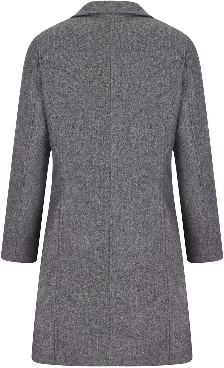 Women's Big Notch Lapel Mid-Long Wool Blend Coat Oversized Long Sleeve Shacket Jacket Button Down Wool Blend Coats