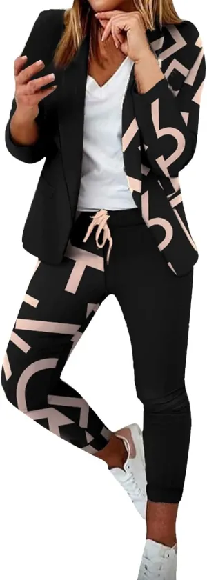 Womens Blazer Sets For Work Casual Business Cropped Blazers And Pants 2 Piece Fashion Suits Jacket Outfits