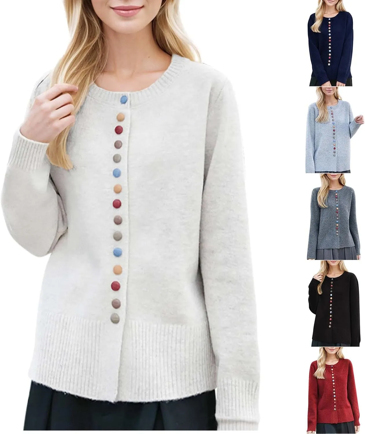 Womens Cardigan Button Down Open Front Knit Shrugs Loose Casual Long Sleeve Trendy Fall Winter Cardigans Sweater