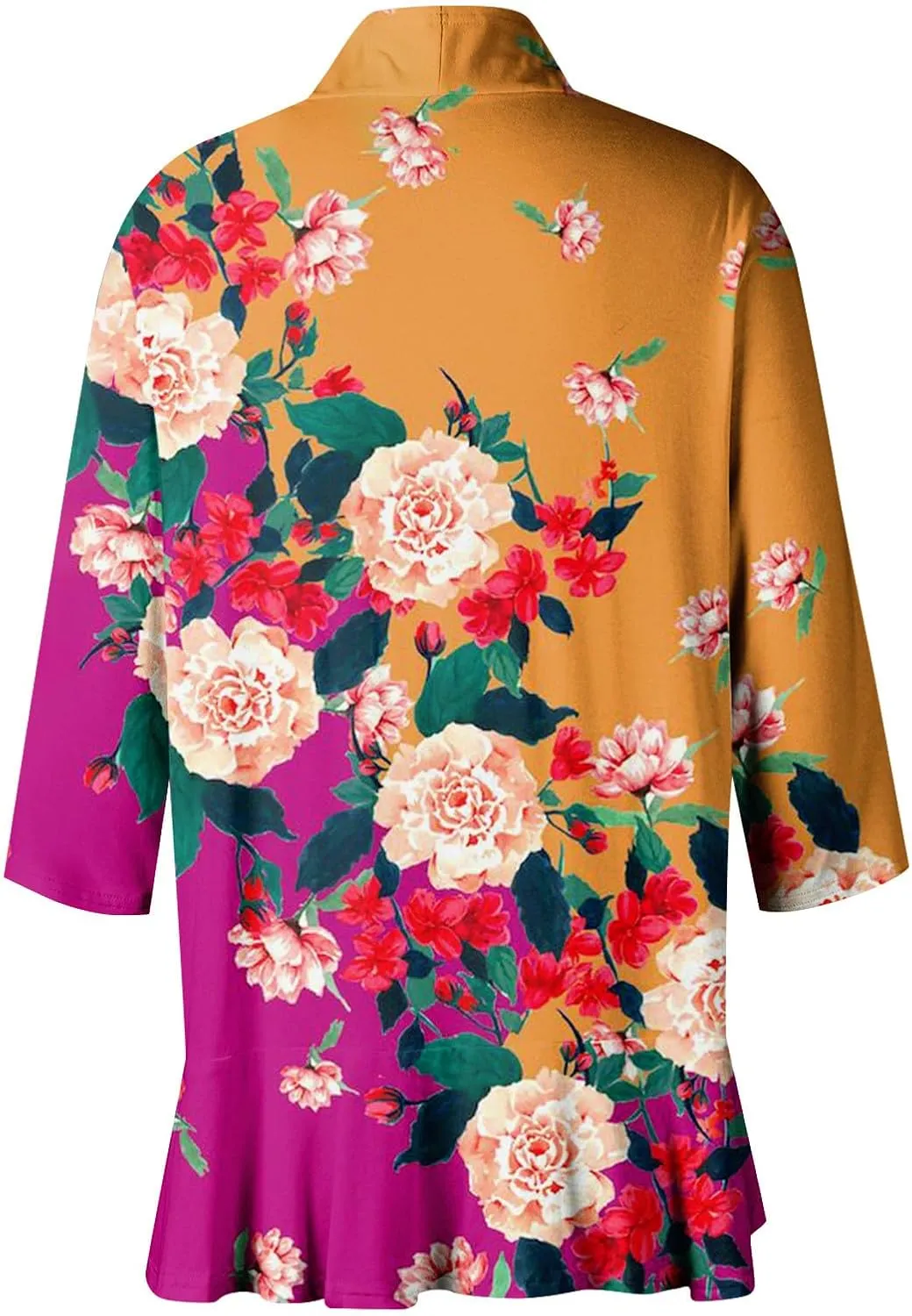 Women's Cardigans 2024 Fall Tie Dye Funny Tops Loose Fit Shawl Collar T Shirts 3/4 Sleeve Lightweight Blouse Coat