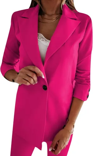 Womens Casual Blazer Button Down Lapel Long Sleeve Jackets Open Front Work Office Jacket Bussiness Blazer