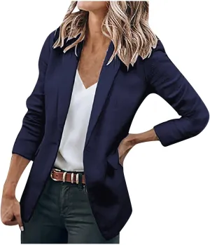 Womens Casual Blazers Open Front Business Long Sleeve Jackets Plus Size Lightweight Work Office Blazer Cardigan