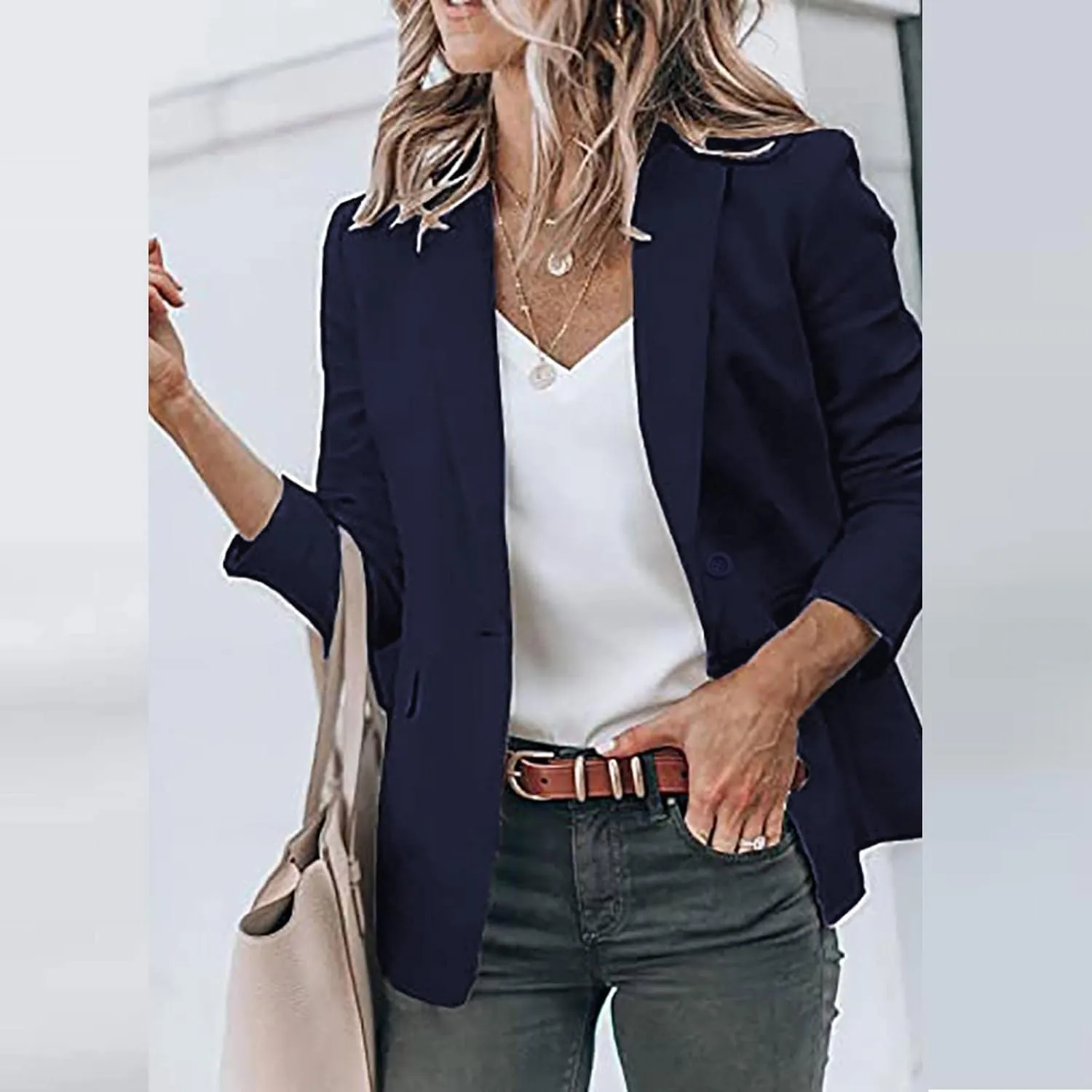 Womens Casual Blazers Open Front Business Long Sleeve Jackets Plus Size Lightweight Work Office Blazer Cardigan