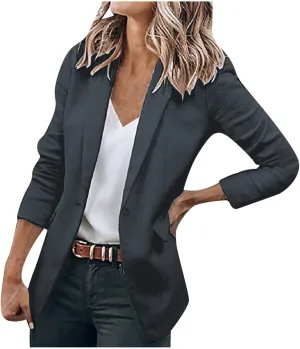 Womens Casual Blazers Open Front Business Long Sleeve Jackets Plus Size Lightweight Work Office Blazer Cardigan