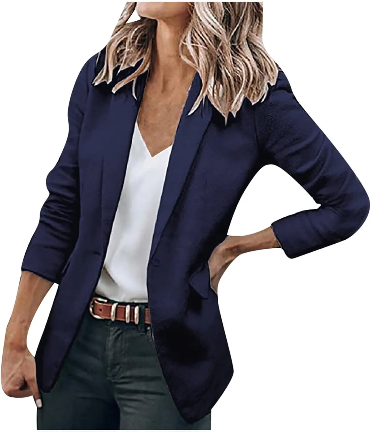 Womens Casual Blazers Open Front Business Long Sleeve Jackets Plus Size Lightweight Work Office Blazer Cardigan