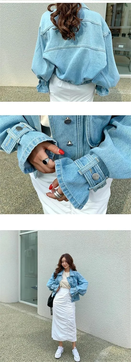 Women's Casual Denim Jacket For Women Loose Vintage Washed Boyfriend Jean Jacket Tops