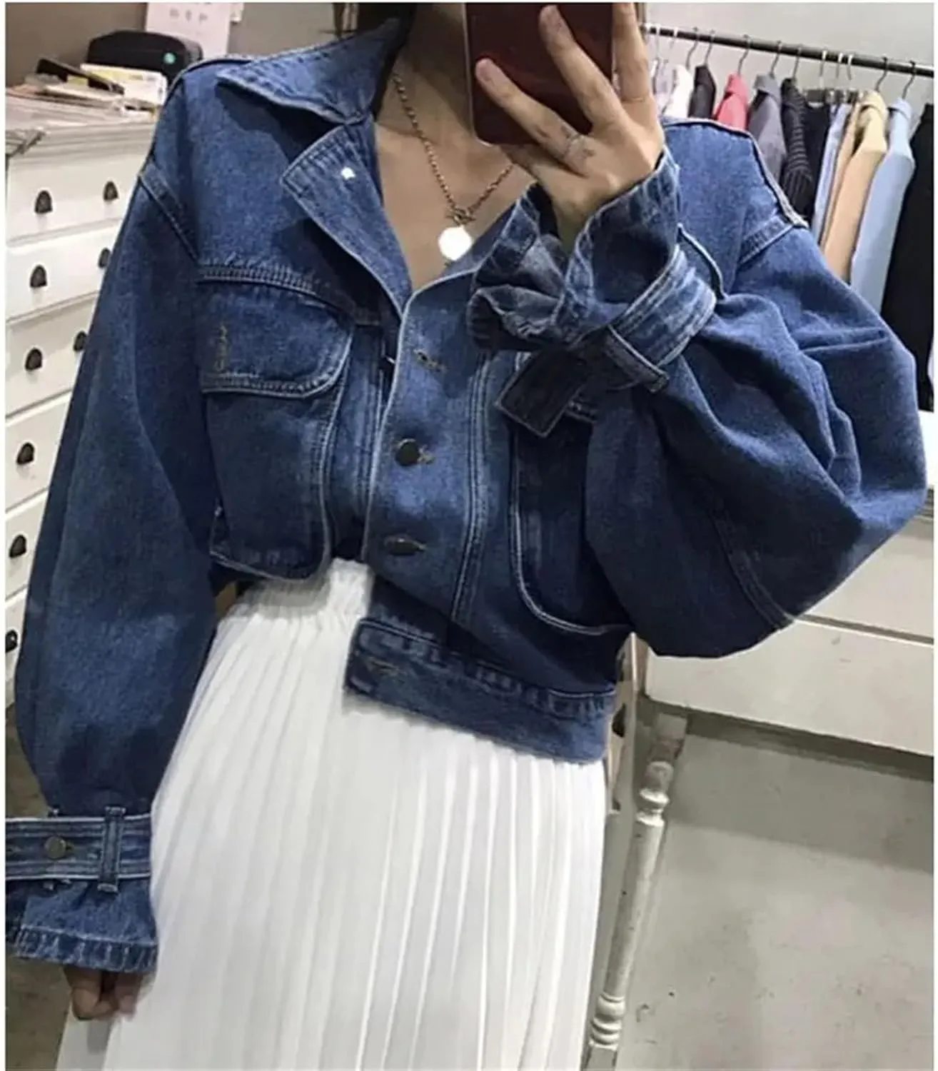 Women's Casual Denim Jacket For Women Loose Vintage Washed Boyfriend Jean Jacket Tops