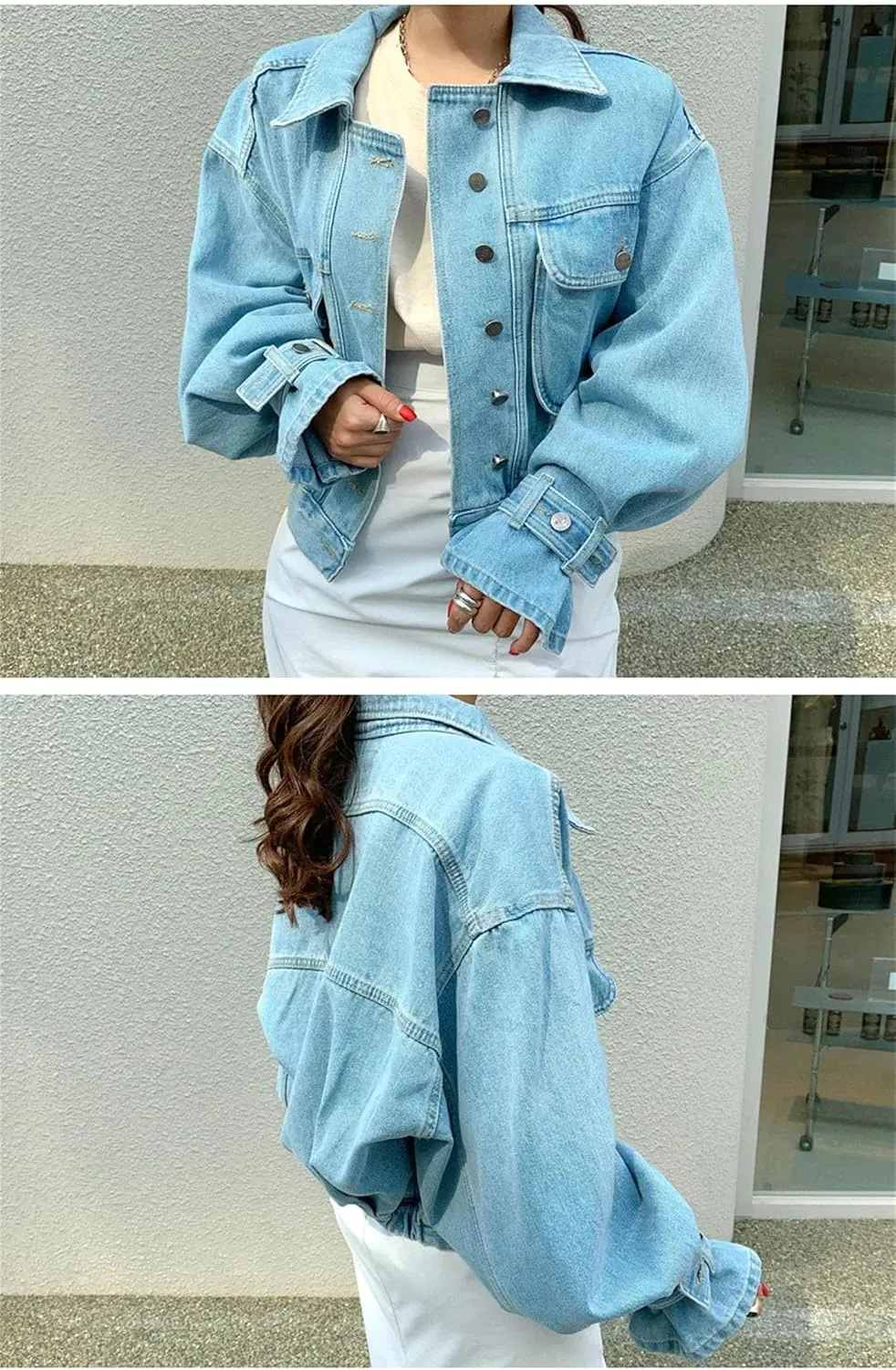 Women's Casual Denim Jacket For Women Loose Vintage Washed Boyfriend Jean Jacket Tops