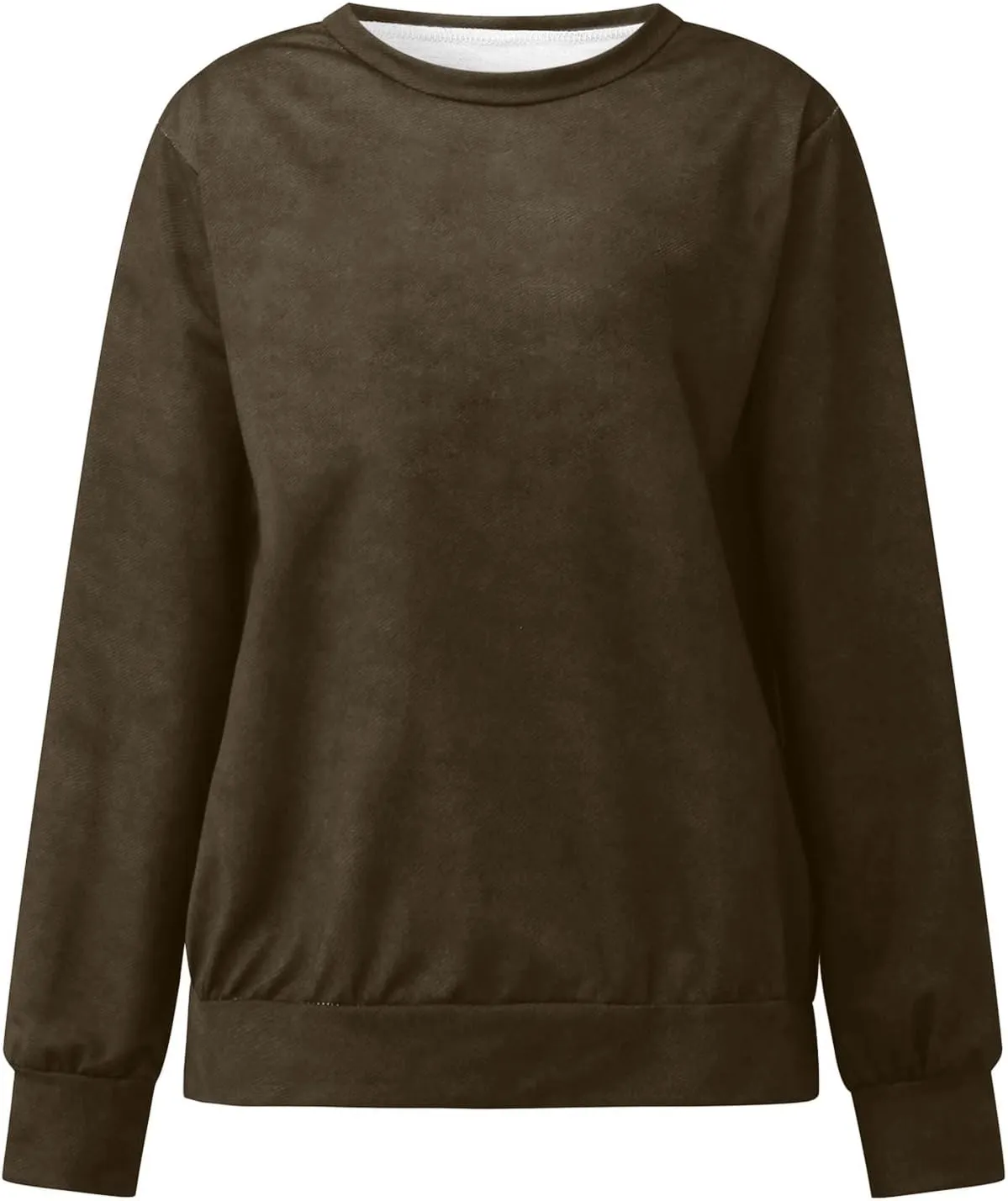 Womens Casual Sweatshirt Crewneck Loose Plain Pullover Tee Fashion Long Sleeve Lightweight Home Cozy Tunics Blouse