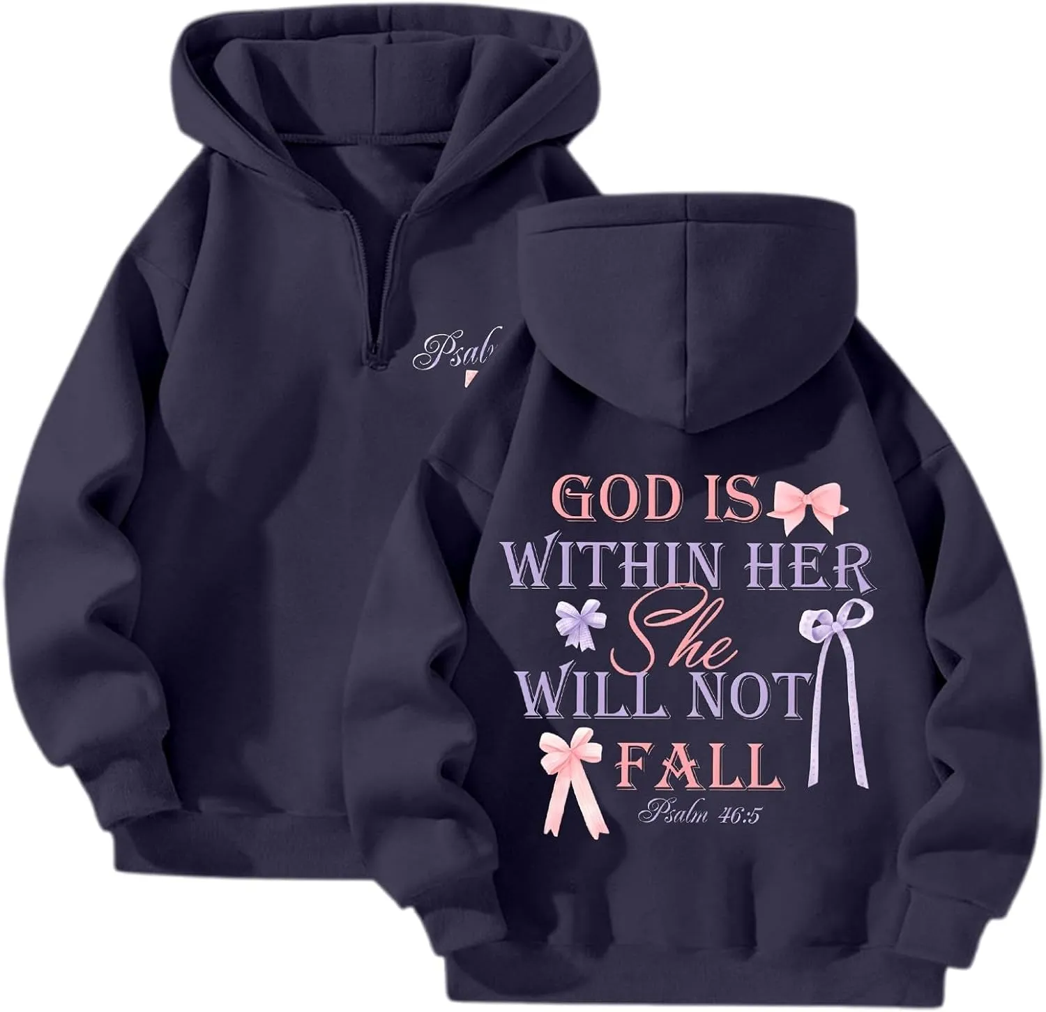 Womens Christian Drop Shoulder Zip Up Hoodie Long Sleeve Letter Print Hooded Sweatshirt for Daily Holiday Outdoor Wear