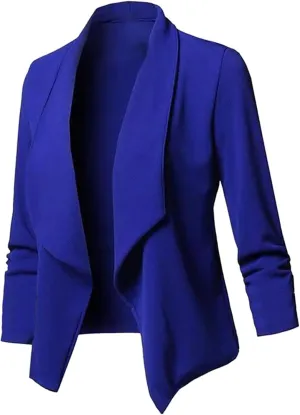 Womens Classic Simple Solid Blazers Long Sleeve Open Front Casual Jackets Soft Loose Fitted Cardigan Daily Work Suits