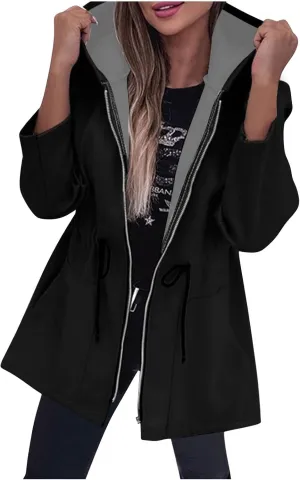 Women's Cozy Zip Up Plain Hoodies Long Fuzzy Fleece Jacket Coat Open Front Cardigan