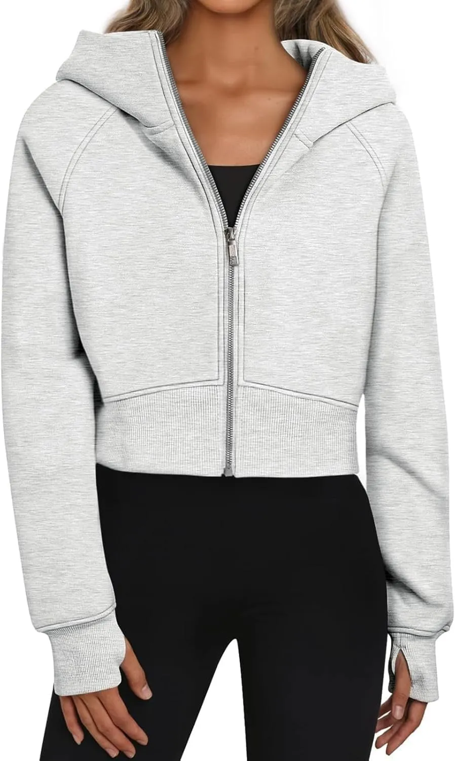 Womens Cropped Zip Up Hoodies Fleece Fall Outfits Casual Cozy Y2k Tops Winter Jackets Sweatshirts Outwear