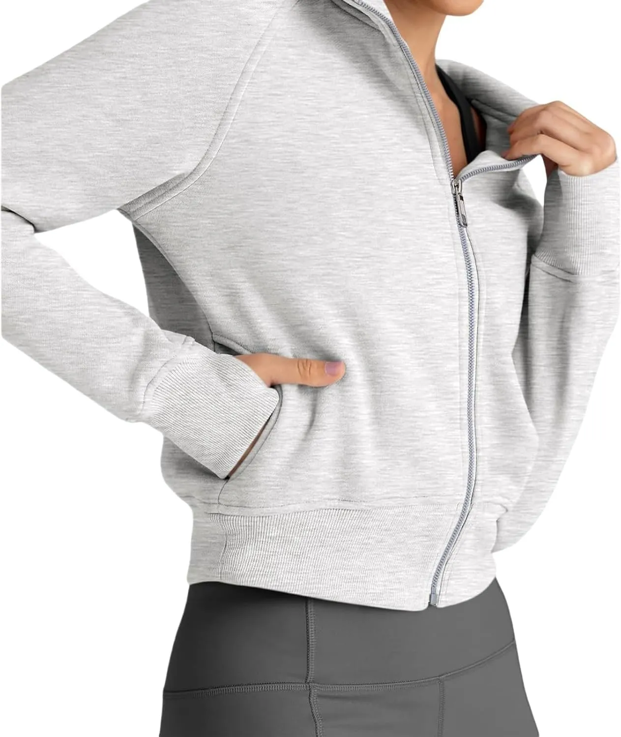 Womens Cropped Zip Up Hoodies Fleece Fall Outfits Casual Cozy Y2k Tops Winter Jackets Sweatshirts Outwear