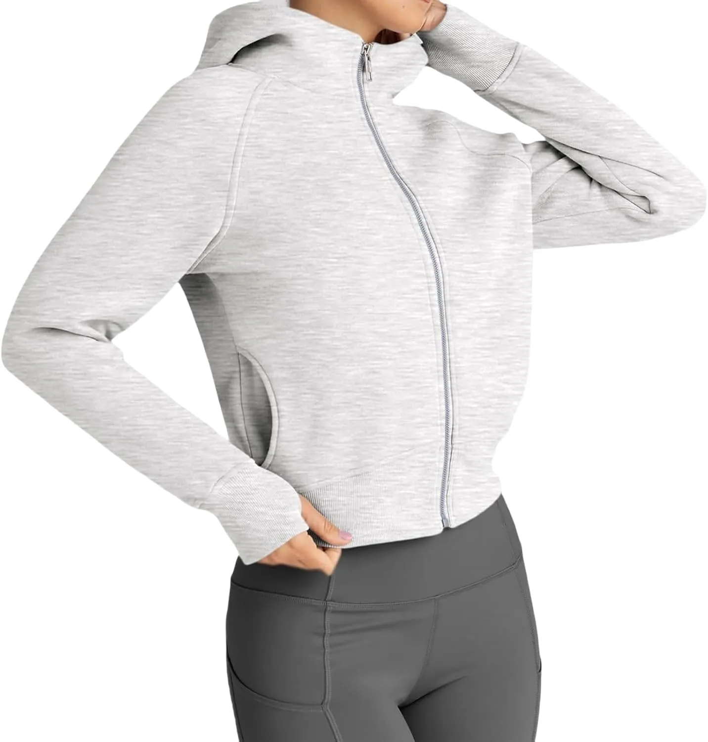 Womens Cropped Zip Up Hoodies Fleece Fall Outfits Casual Cozy Y2k Tops Winter Jackets Sweatshirts Outwear