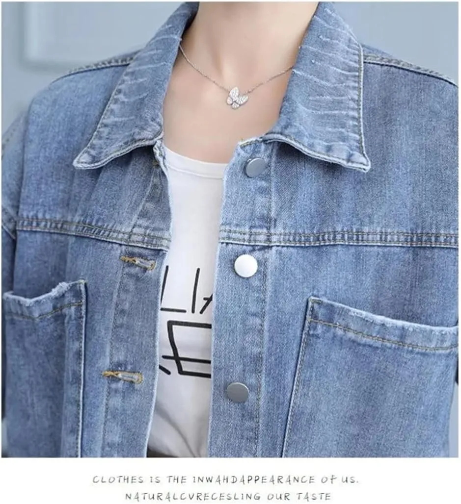 Women's Denim Jacket Outerwear Spliced Casual Style Slim Jeans Jackets