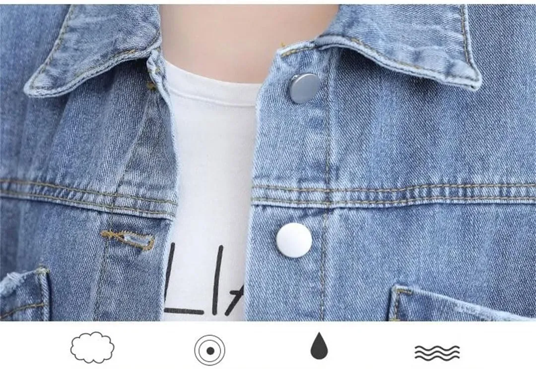 Women's Denim Jacket Outerwear Spliced Casual Style Slim Jeans Jackets