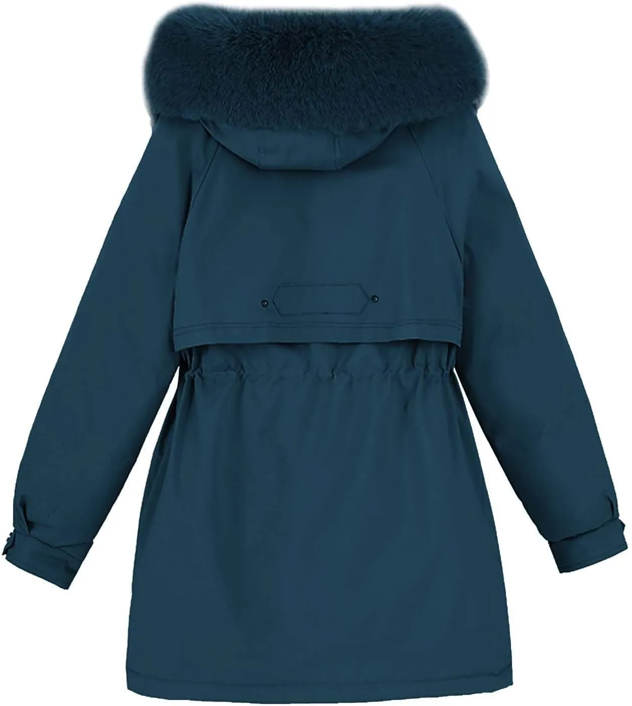 Women's Down Jacket Mid Length Thickened Quilted Puffer Jackets Padded Winter Coat Faux Fur Hood Outerwear Pockets