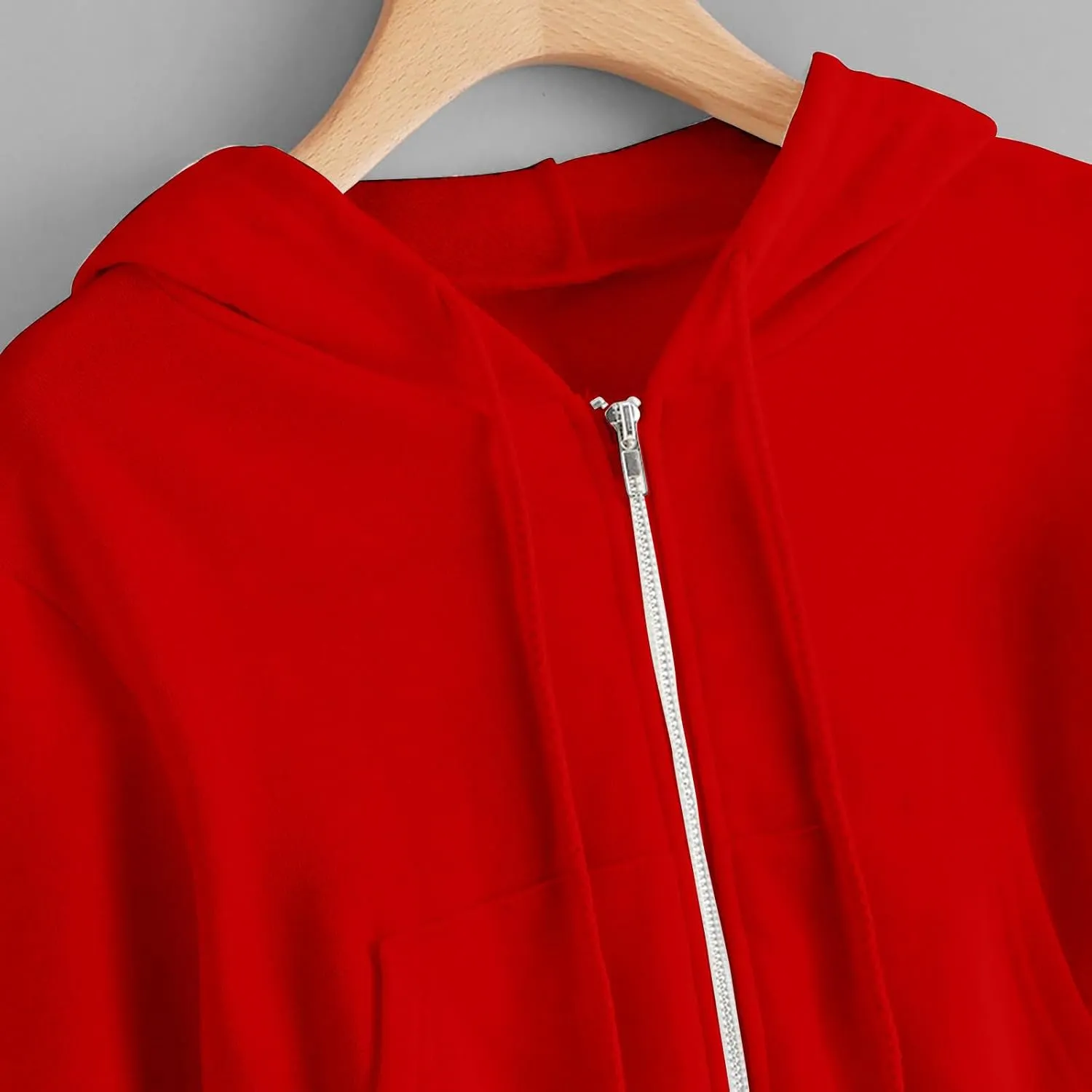 Women's Drawstring Full Zip Hoodies Fall Winter Cropped Fleece Sweatshirt Jackets Casual Long Sleeve Solid Outwear