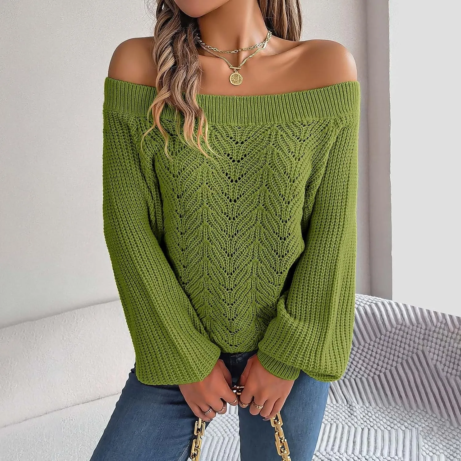 Womens Fall Clothes 2024 Winter Crewneck Striped Pullover Sweaters V Neck Lightweight Long Sleeve Blouse Top