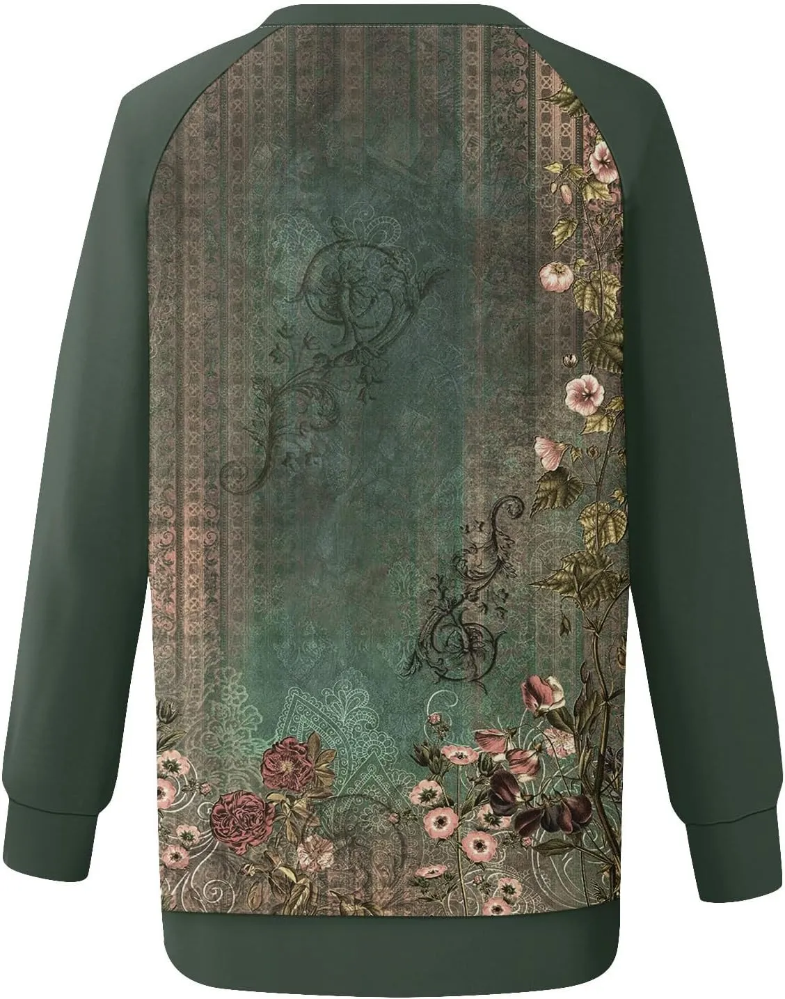 Womens Fall Fashion 2024 Long Sleeve Floral Print Cute Sweatshirts Crewneck Basics Plus Size Clothes Clothing