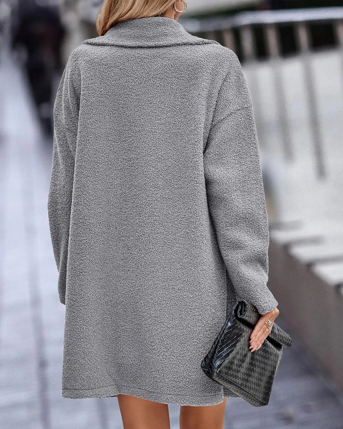Womens Faux Fur Coat Winter Warm Fuzzy Fleece Long Jackets Oversized Lapel Button Open Front Cardigan Coats