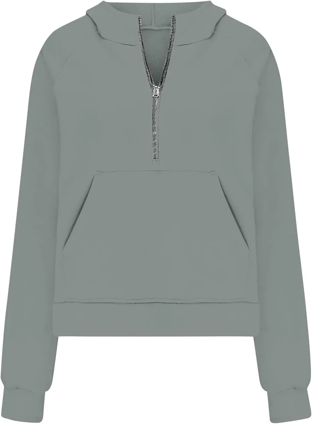 Womens Half Zip Cropped Pullover Tops Fleece Lined Hoodies Long Sleeve Hooded Sweatshirts with Pocket Fall Outfits