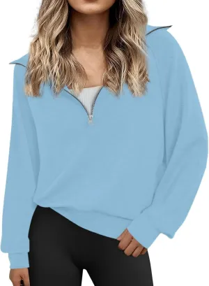 Womens Half Zip Sweatshirts Cropped Fleece Hoodies Quarter Zip Up Pullover Sweaters Fall Casual Loose Fit Top