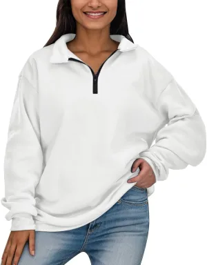 Womens Half Zip Sweatshirts Oversized Plain Trendy Long Sleeve Quarter Zip Pullover Hoodies 2024 Fall Outfits