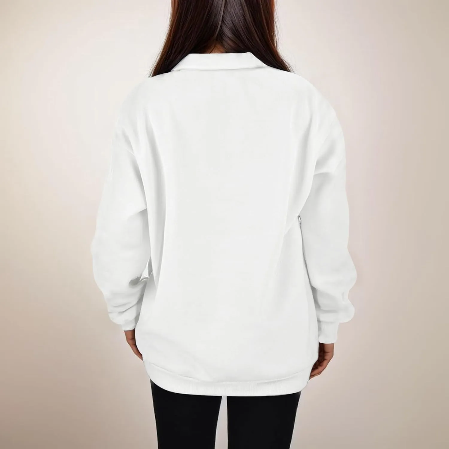 Womens Half Zip Sweatshirts Oversized Plain Trendy Long Sleeve Quarter Zip Pullover Hoodies 2024 Fall Outfits