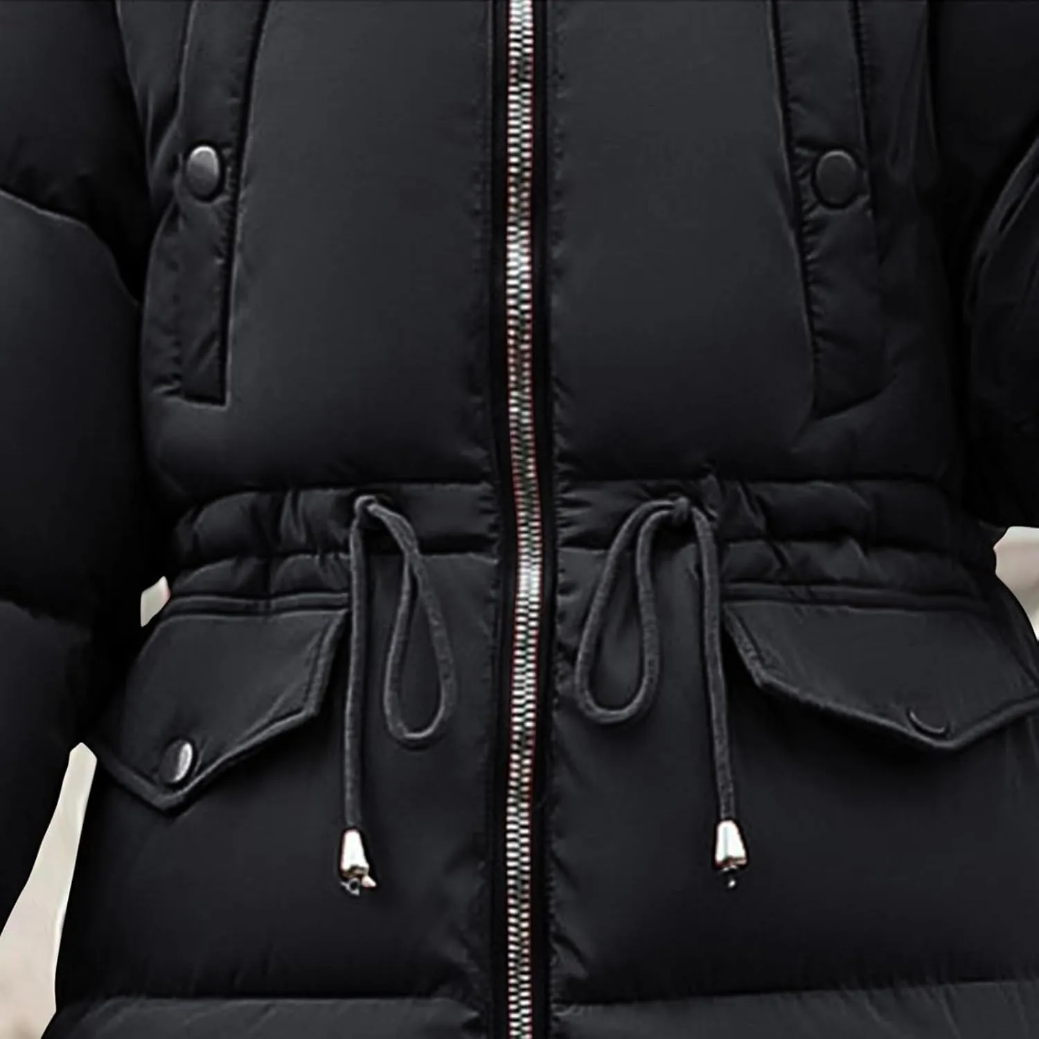 Women's Hooded Thickened Winter Warm Down Coats Faux Fur Long Coat Puffer Jacket Zipper Cozy Waterproof Parka Coat