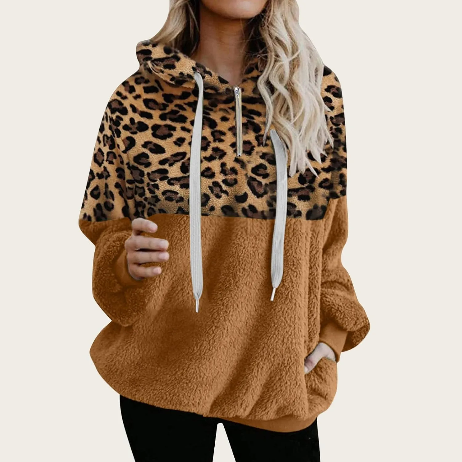 Womens Hoodies Half Zip Sweatshirts Fleece Jackets Tops Oversized Cropped Pullover Y2k Fall Outfits Fashion Clothes