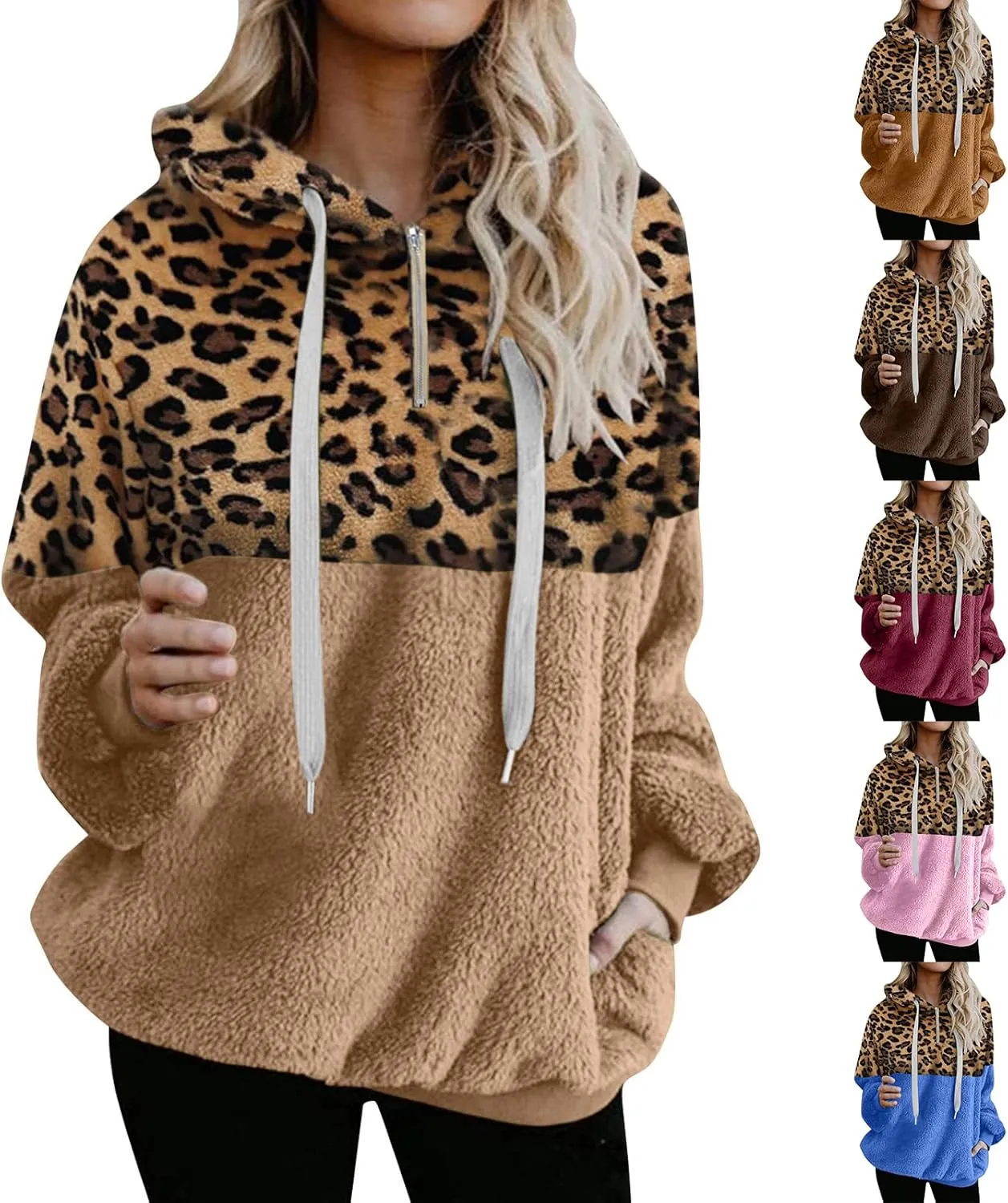 Womens Hoodies Half Zip Sweatshirts Fleece Jackets Tops Oversized Cropped Pullover Y2k Fall Outfits Fashion Clothes