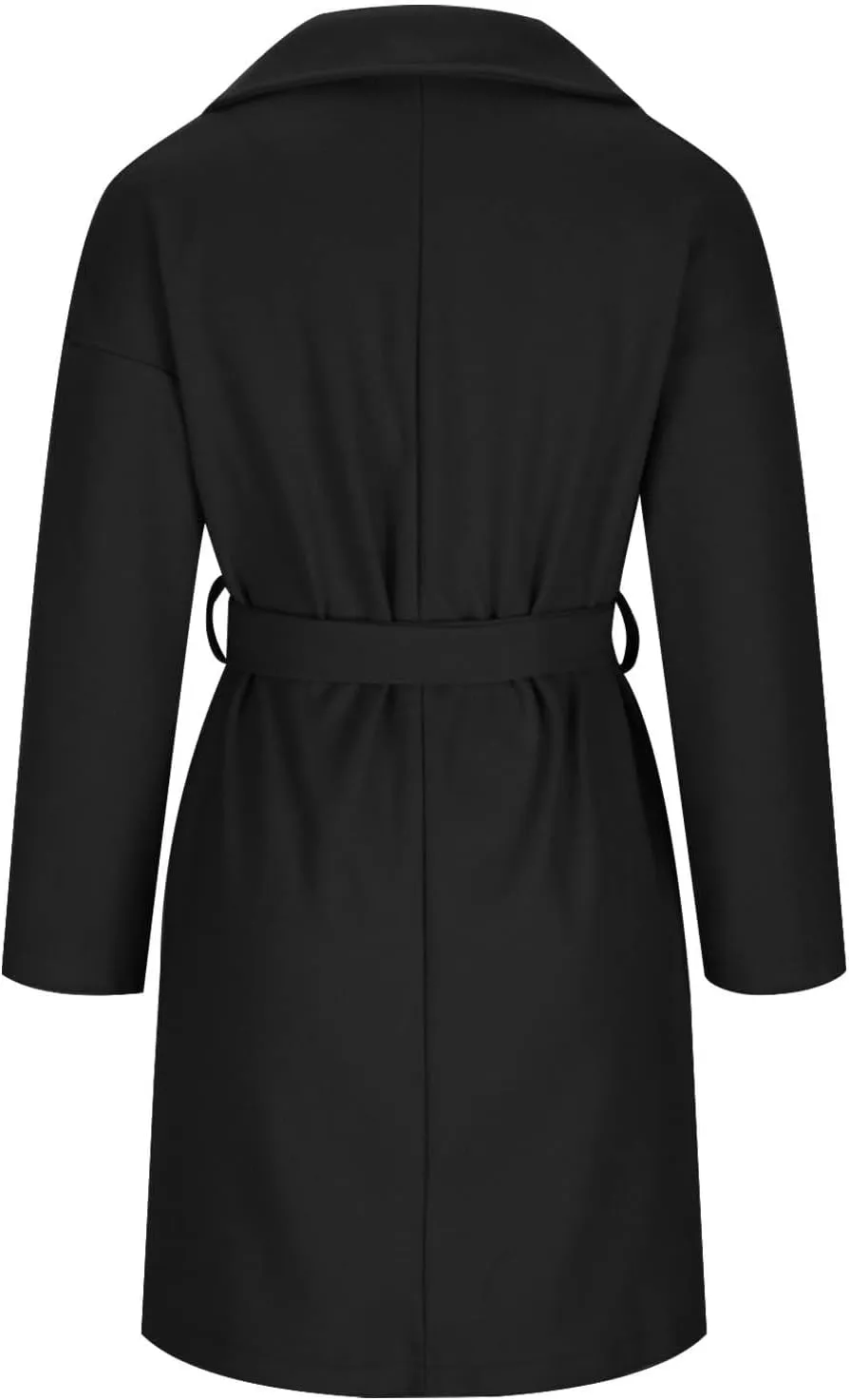 Women's Lapel Long Pea Coats Wool Blend Business Casual Trench Coats Long Sleeve Open Front Button Up Dressy Jackets