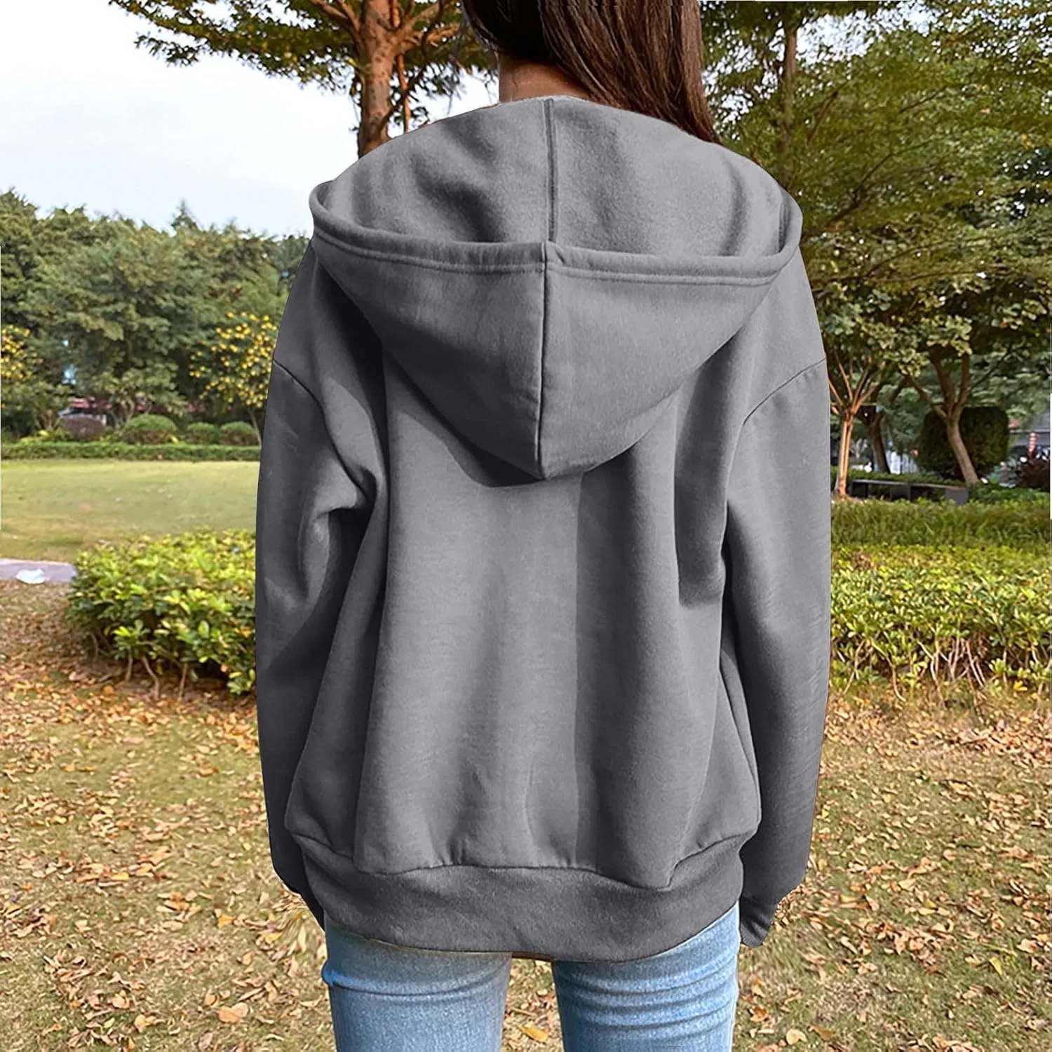 Women's Lightweight Hoodie Zip Up Hoodie Women solid Color Long Sleeve Casual Cozy Clothes with Pockets Fall Coat