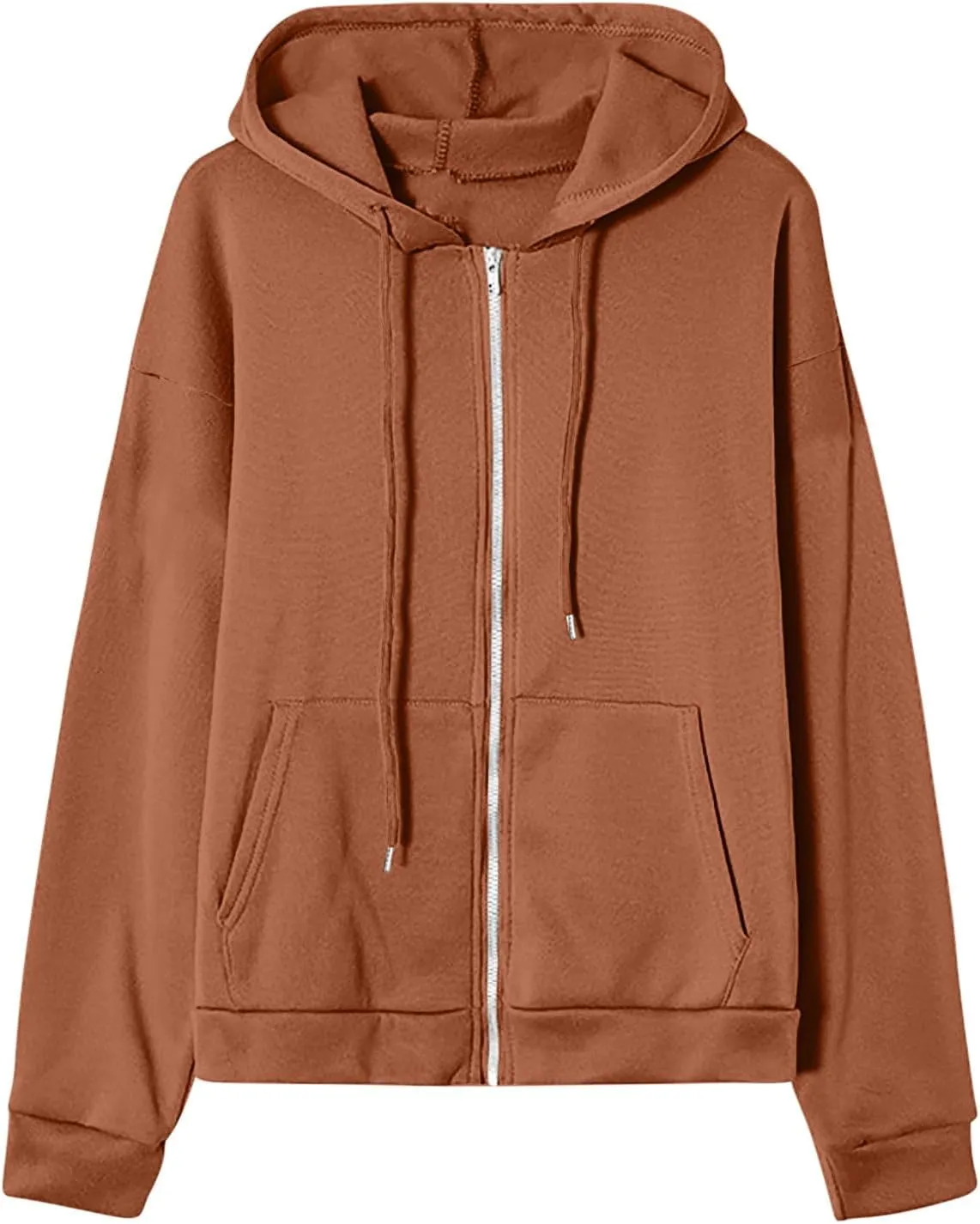 Women's Lightweight Hoodie Zip Up Hoodie Women solid Color Long Sleeve Casual Cozy Clothes with Pockets Fall Coat