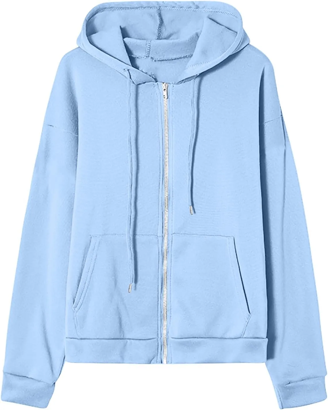 Women's Lightweight Hoodie Zip Up Hoodie Women solid Color Long Sleeve Casual Cozy Clothes with Pockets Fall Coat