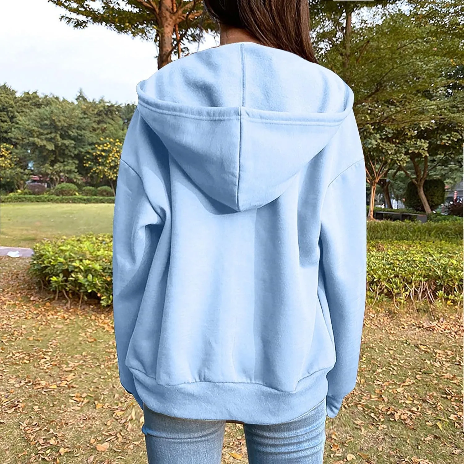 Women's Lightweight Hoodie Zip Up Hoodie Women solid Color Long Sleeve Casual Cozy Clothes with Pockets Fall Coat