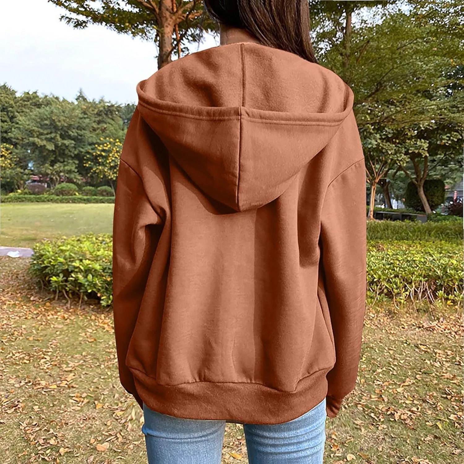 Women's Lightweight Hoodie Zip Up Hoodie Women solid Color Long Sleeve Casual Cozy Clothes with Pockets Fall Coat